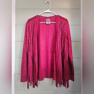 Red fringe light jacket